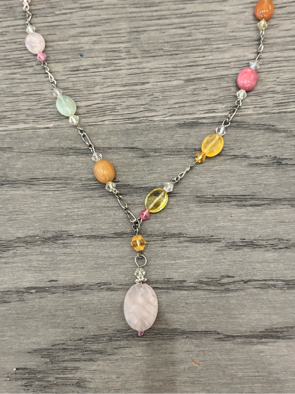 Express Multicolor Beaded Y-Necklace with Rose Pendant - Picture 2 of 7